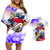 Filipino American History Month Couples Matching Off Shoulder Short Dress and Hawaiian Shirt The Eight-Rayed Sun Flags With Bald Eagle LT05 White - Polynesian Pride