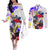 Filipino American History Month Couples Matching Off The Shoulder Long Sleeve Dress and Long Sleeve Button Shirts The Eight-Rayed Sun Flags With Bald Eagle LT05 White - Polynesian Pride