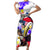 Filipino American History Month Family Matching Short Sleeve Bodycon Dress and Hawaiian Shirt The Eight-Rayed Sun Flags With Bald Eagle LT05 Mom's Dress White - Polynesian Pride