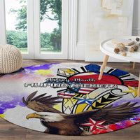Filipino American History Month Round Carpet The Eight-Rayed Sun Flags With Bald Eagle LT05 - Polynesian Pride