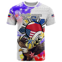 Filipino American History Month T Shirt The Eight-Rayed Sun Flags With Bald Eagle LT05 White - Polynesian Pride