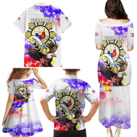 Personalized Filipino American History Month Family Matching Puletasi Dress and Hawaiian Shirt The Eight-Rayed Sun Flags With Bald Eagle LT05 - Polynesian Pride