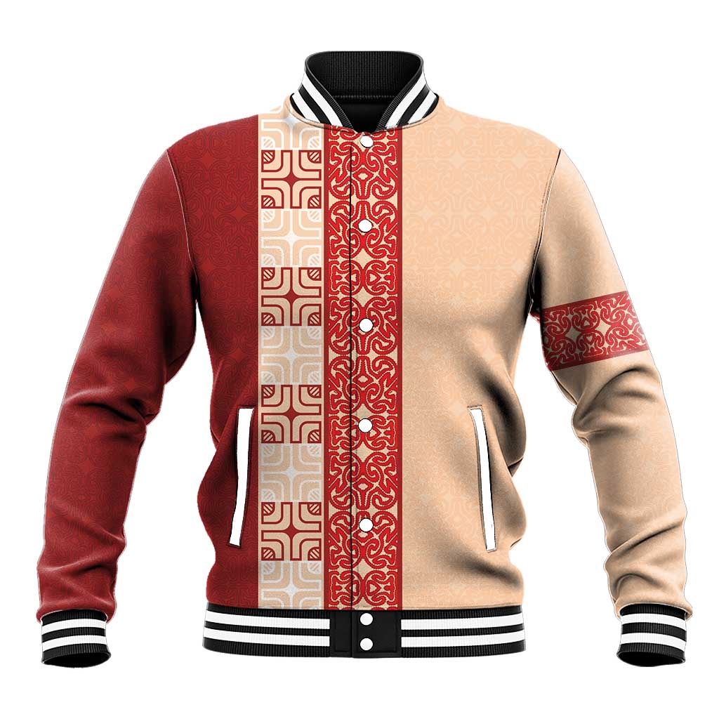 Papua New Guinea Baseball Jacket Oro Tapa Pattern LT05 Unisex Beige - Polynesian Pride