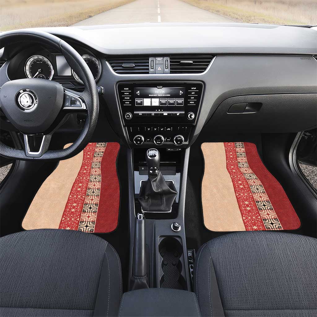 Papua New Guinea Car Mats Oro Tapa Pattern LT05 Set 2pcs - Front Beige - Polynesian Pride