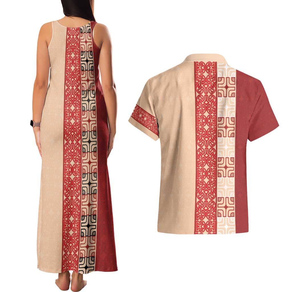 Papua New Guinea Couples Matching Tank Maxi Dress and Hawaiian Shirt Oro Tapa Pattern LT05 - Polynesian Pride
