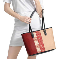 Papua New Guinea Leather Tote Bag Oro Tapa Pattern LT05 - Polynesian Pride
