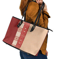Papua New Guinea Leather Tote Bag Oro Tapa Pattern LT05 - Polynesian Pride