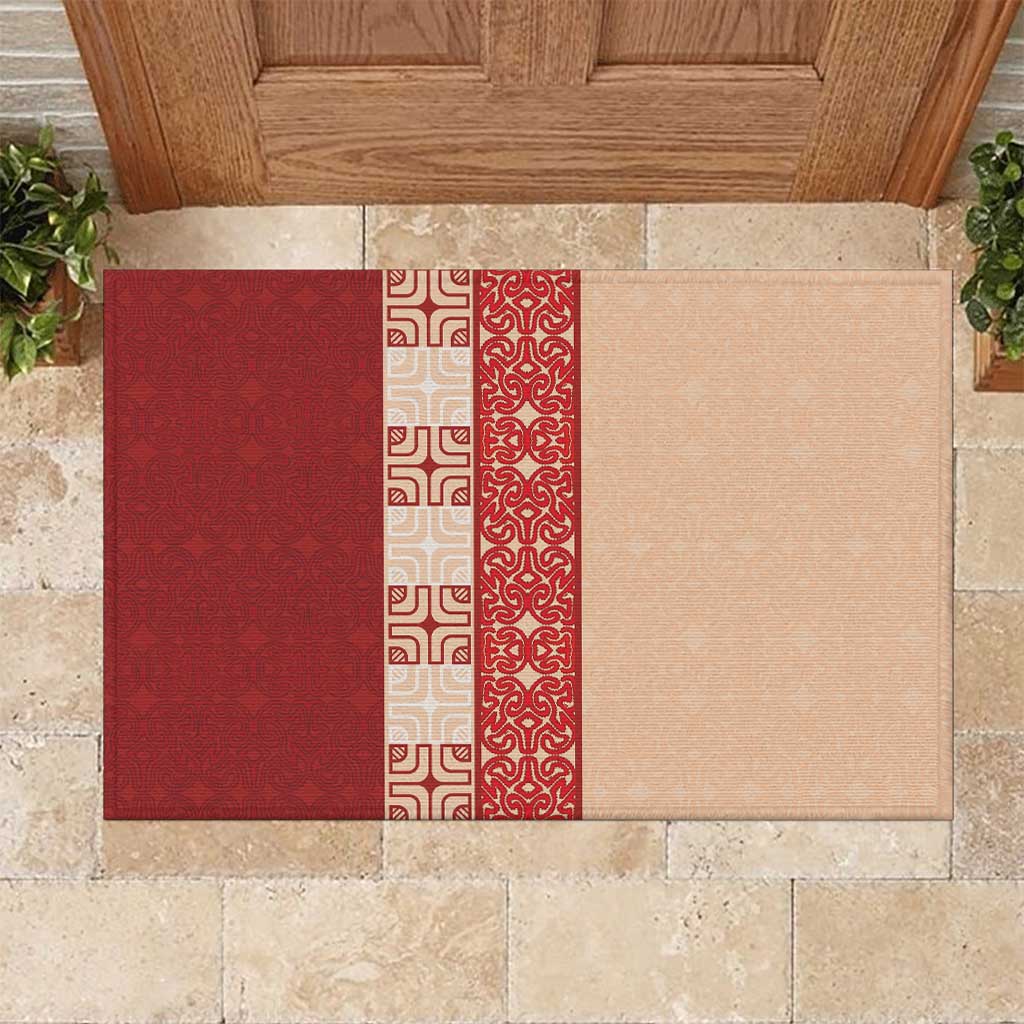 Papua New Guinea Rubber Doormat Oro Tapa Pattern LT05 Beige - Polynesian Pride