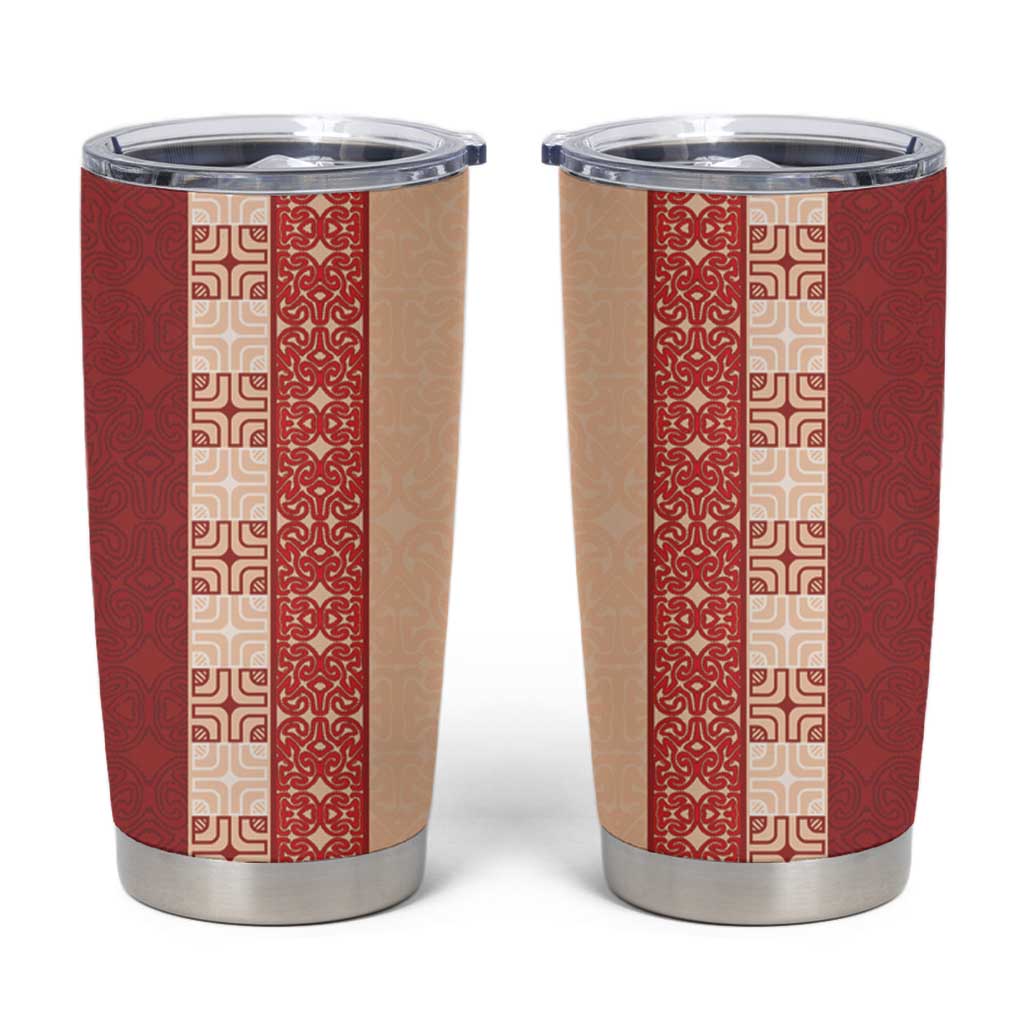 Papua New Guinea Tumbler Cup Oro Tapa Pattern LT05 Beige - Polynesian Pride
