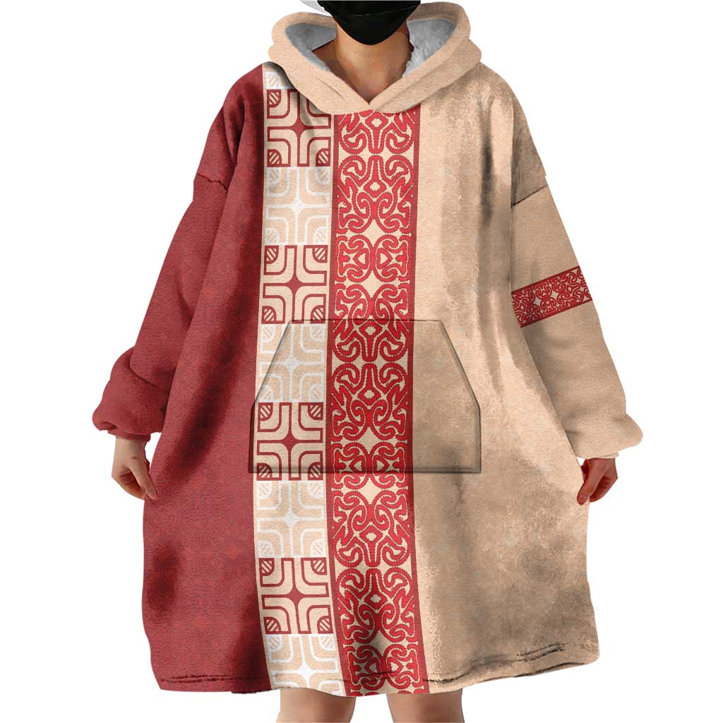 Papua New Guinea Wearable Blanket Hoodie Oro Tapa Pattern LT05 - Polynesian Pride