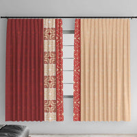 Papua New Guinea Window Curtain Oro Tapa Pattern LT05 With Hooks Beige - Polynesian Pride