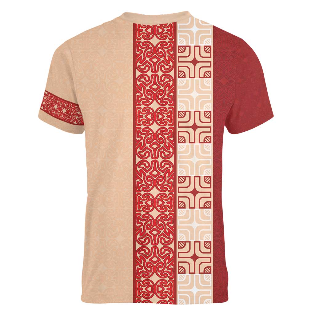 Papua New Guinea Women V-Neck T-Shirt Oro Tapa Pattern LT05 - Polynesian Pride