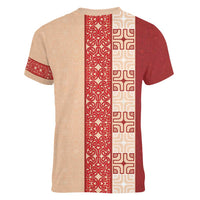 Papua New Guinea Women V-Neck T-Shirt Oro Tapa Pattern LT05 - Polynesian Pride