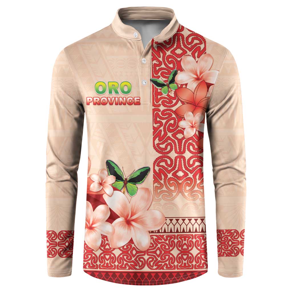 Papua New Guinea Oro Province Button Sweatshirt Oro Birdwing Butterfly LT05 Beige - Polynesian Pride