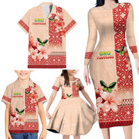 Papua New Guinea Oro Province Family Matching Long Sleeve Bodycon Dress and Hawaiian Shirt Oro Birdwing Butterfly