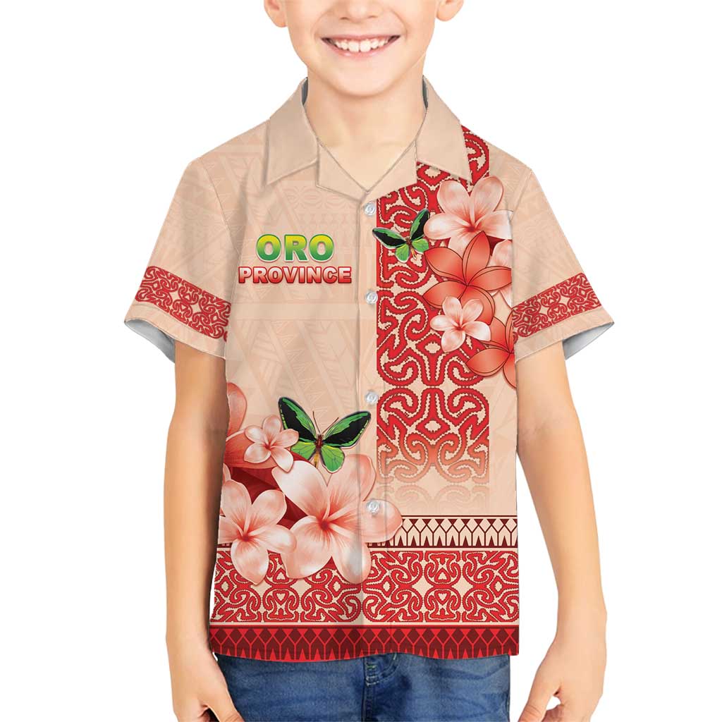 Papua New Guinea Oro Province Family Matching Off Shoulder Short Dress and Hawaiian Shirt Oro Birdwing Butterfly