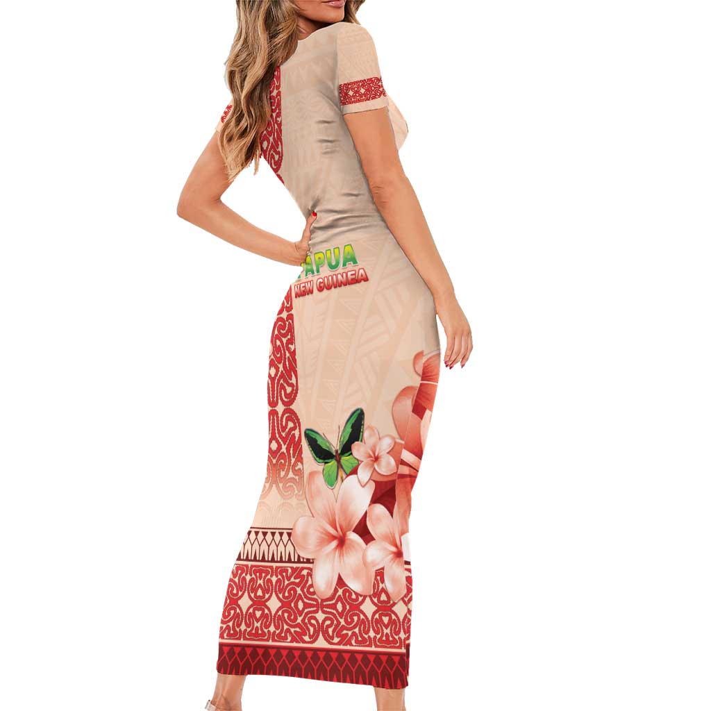 Papua New Guinea Oro Province Family Matching Short Sleeve Bodycon Dress and Hawaiian Shirt Oro Birdwing Butterfly