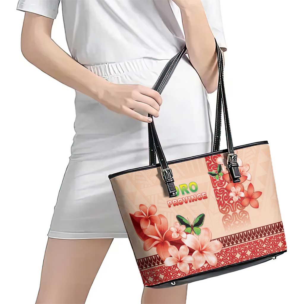 Papua New Guinea Oro Province Leather Tote Bag Oro Birdwing Butterfly LT05 - Polynesian Pride