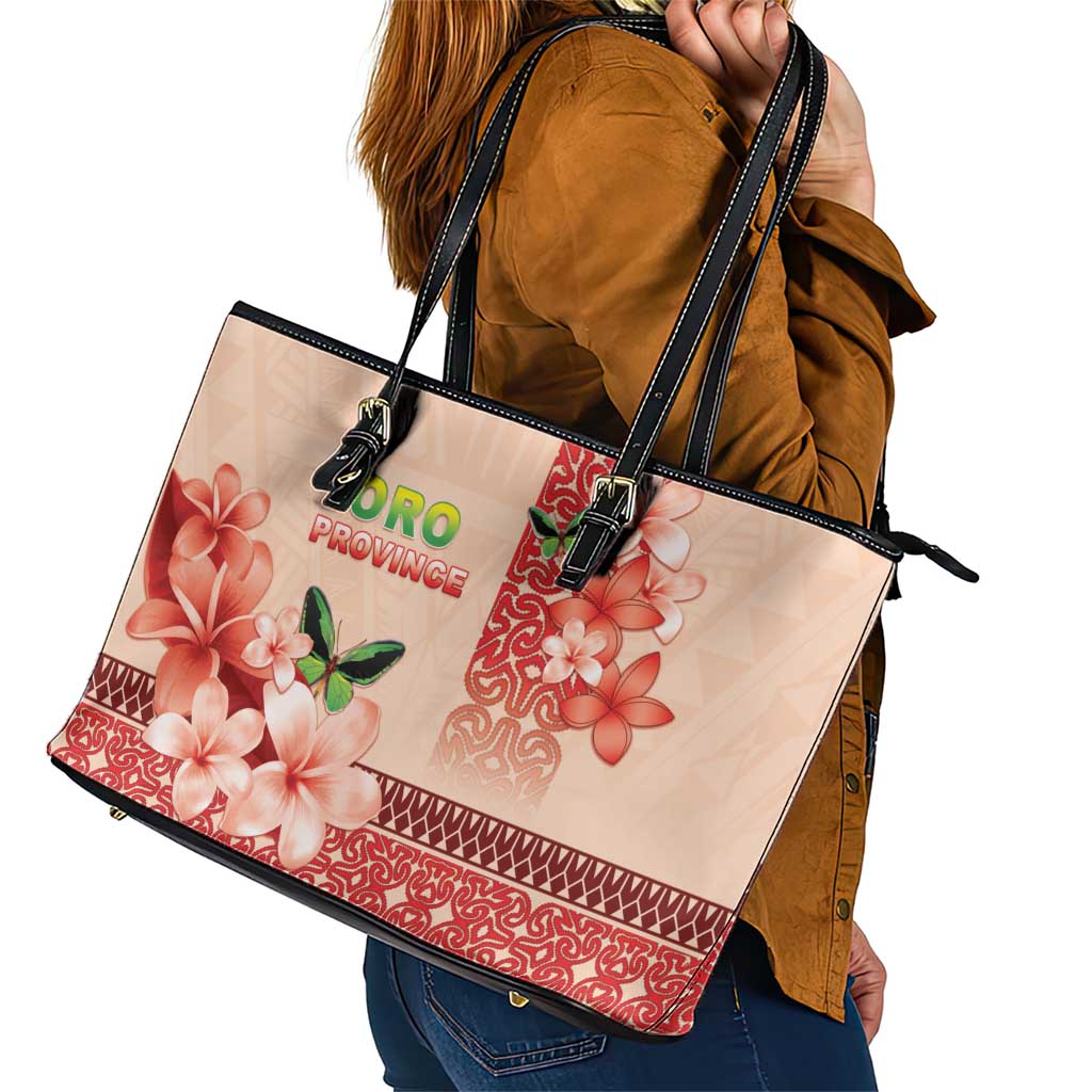 Papua New Guinea Oro Province Leather Tote Bag Oro Birdwing Butterfly LT05 - Polynesian Pride