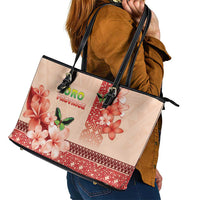 Papua New Guinea Oro Province Leather Tote Bag Oro Birdwing Butterfly LT05 - Polynesian Pride