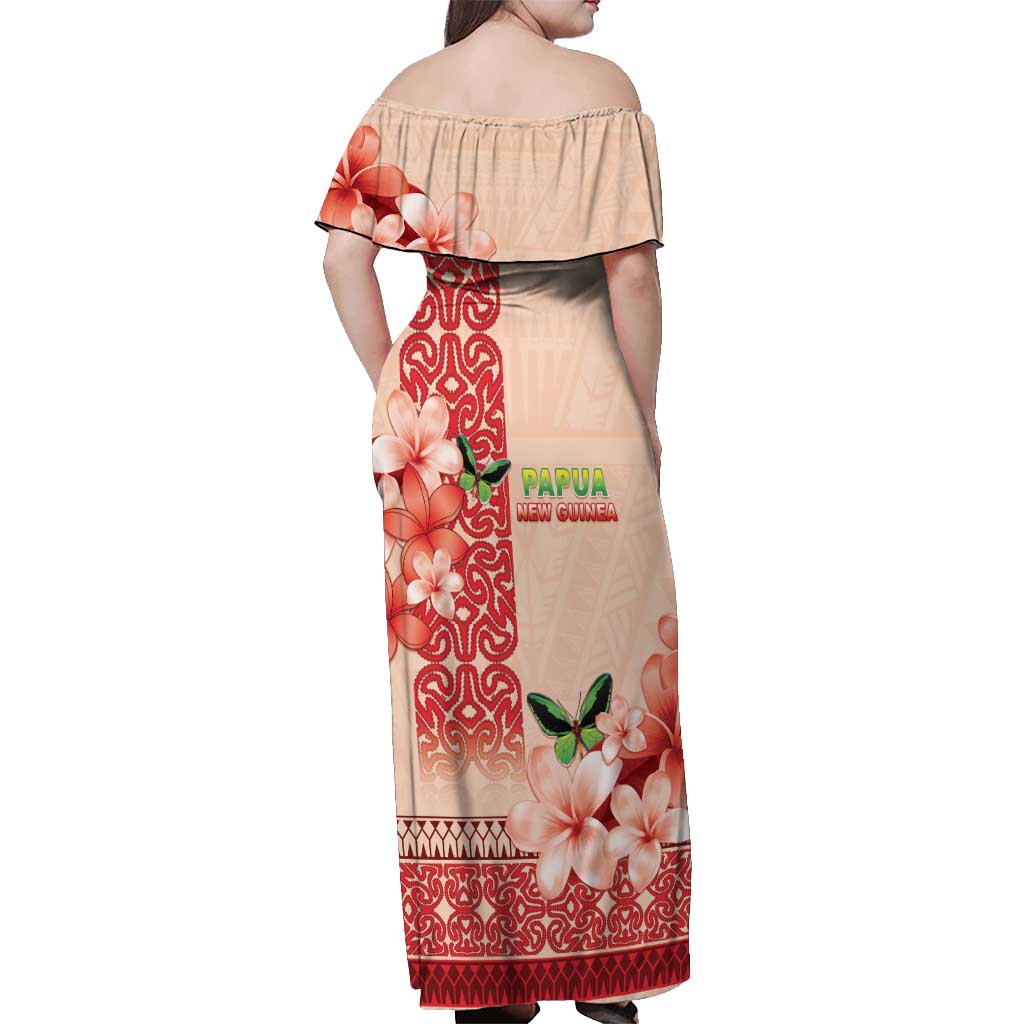 Papua New Guinea Oro Province Off Shoulder Maxi Dress Oro Birdwing Butterfly