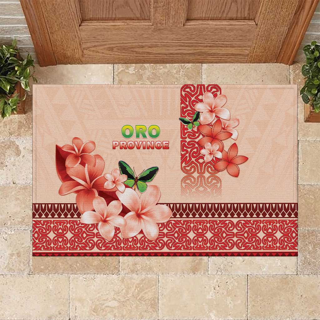 Papua New Guinea Oro Province Rubber Doormat Oro Birdwing Butterfly LT05 Beige - Polynesian Pride