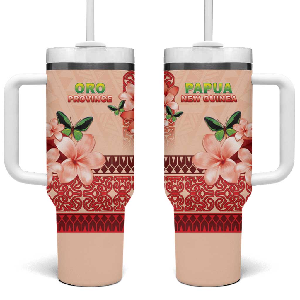 Papua New Guinea Oro Province Tumbler With Handle Oro Birdwing Butterfly LT05 One Size: 40 oz Beige - Polynesian Pride