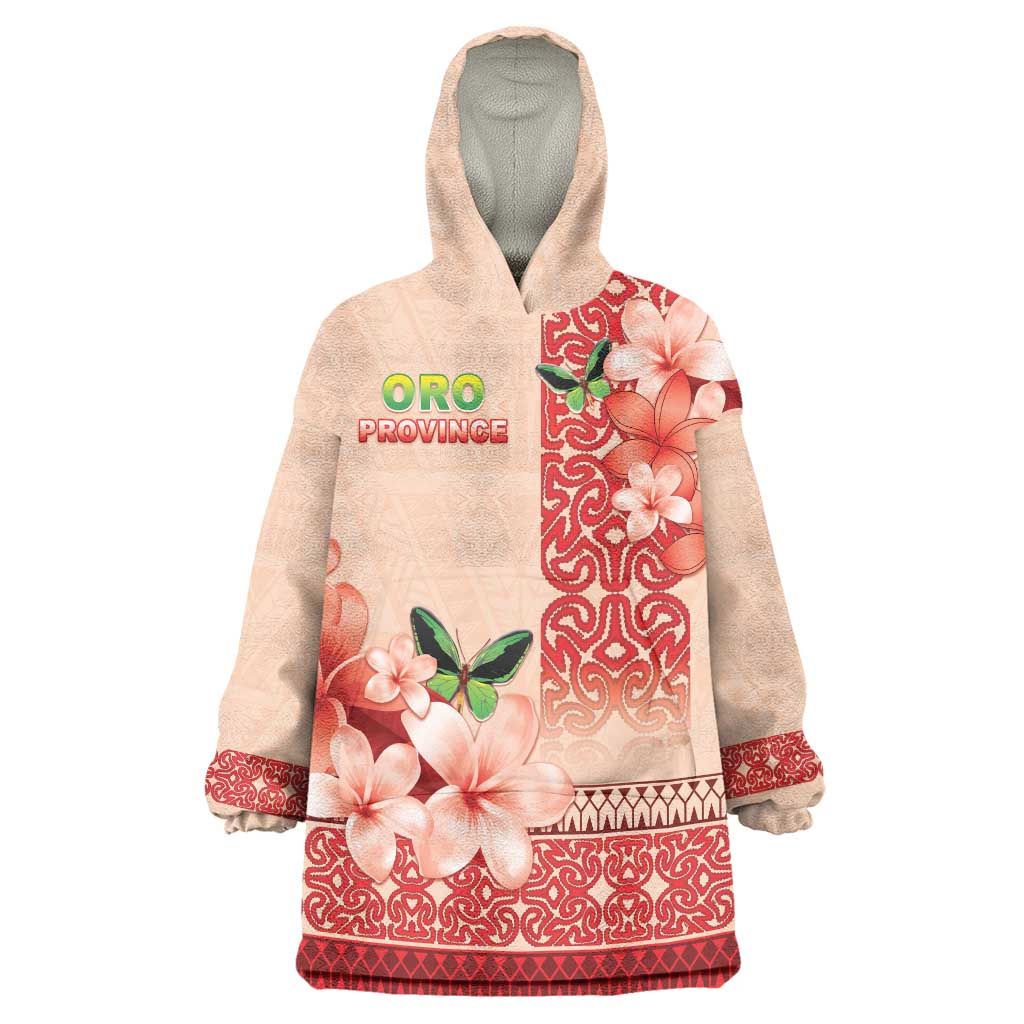 Papua New Guinea Oro Province Wearable Blanket Hoodie Oro Birdwing Butterfly LT05 One Size Beige - Polynesian Pride