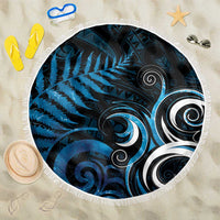 New Zealand Sea Week Beach Blanket Maori Wave Pattern Ocean Blue LT05 One Size 150cm Blue - Polynesian Pride