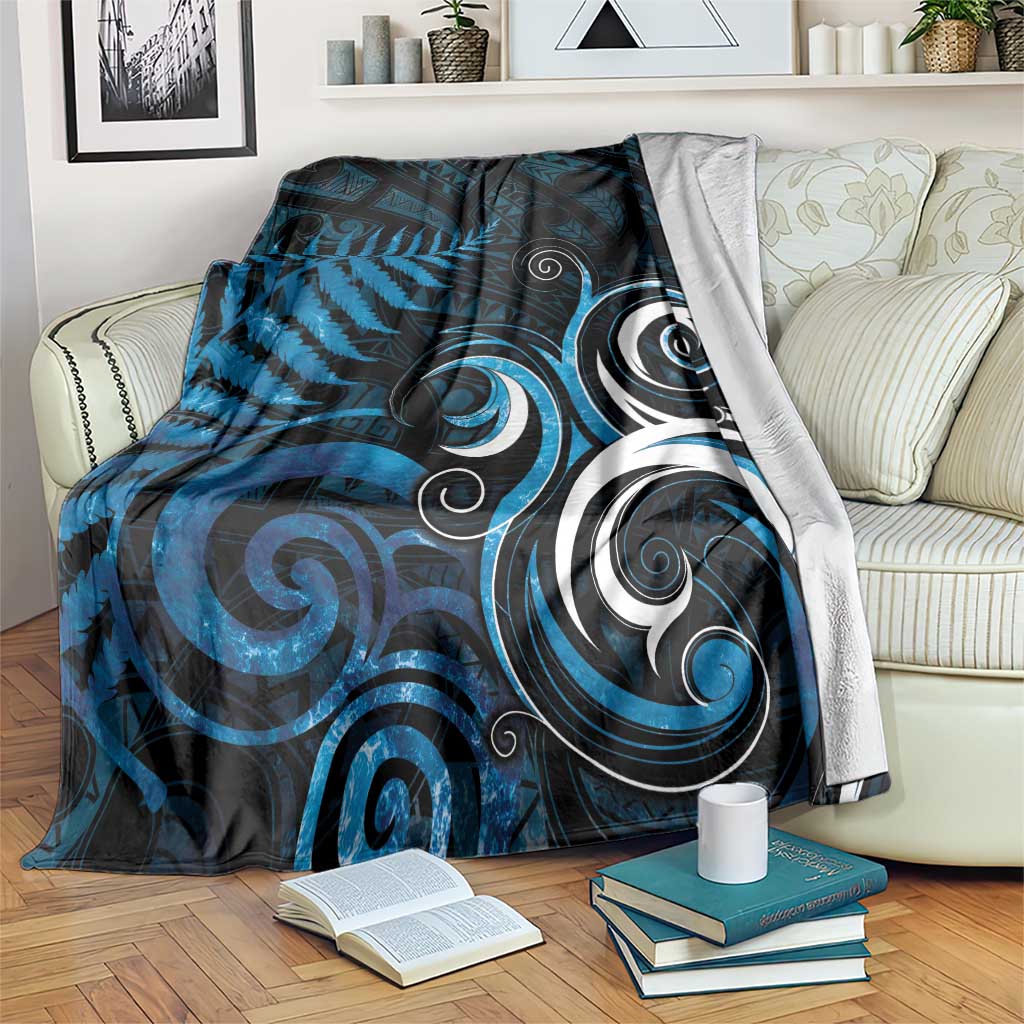 New Zealand Sea Week Blanket Maori Wave Pattern Ocean Blue LT05 Blue - Polynesian Pride