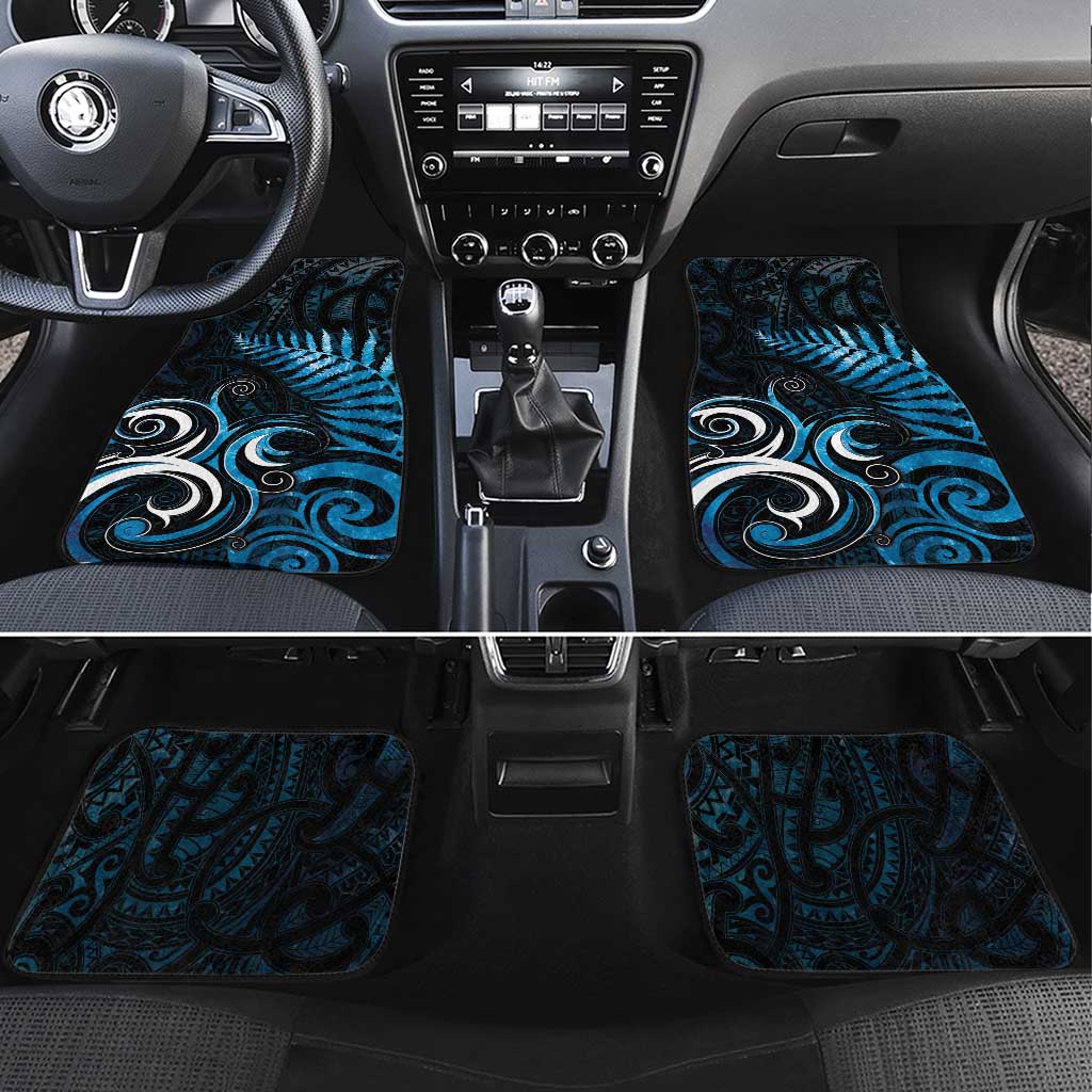 New Zealand Sea Week Car Mats Maori Wave Pattern Ocean Blue LT05 Set 4pcs Blue - Polynesian Pride