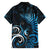 New Zealand Sea Week Family Matching Off Shoulder Maxi Dress and Hawaiian Shirt Maori Wave Pattern Ocean Blue