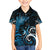 New Zealand Sea Week Family Matching Off Shoulder Short Dress and Hawaiian Shirt Maori Wave Pattern Ocean Blue