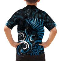 New Zealand Sea Week Family Matching Short Sleeve Bodycon Dress and Hawaiian Shirt Maori Wave Pattern Ocean Blue