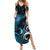 New Zealand Sea Week Family Matching Summer Maxi Dress and Hawaiian Shirt Maori Wave Pattern Ocean Blue