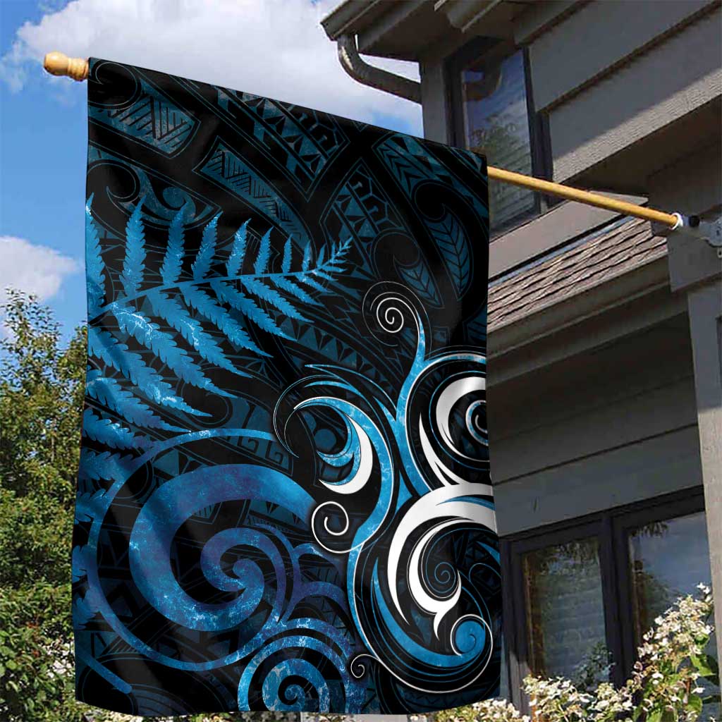 New Zealand Sea Week Garden Flag Maori Wave Pattern Ocean Blue LT05 - Polynesian Pride