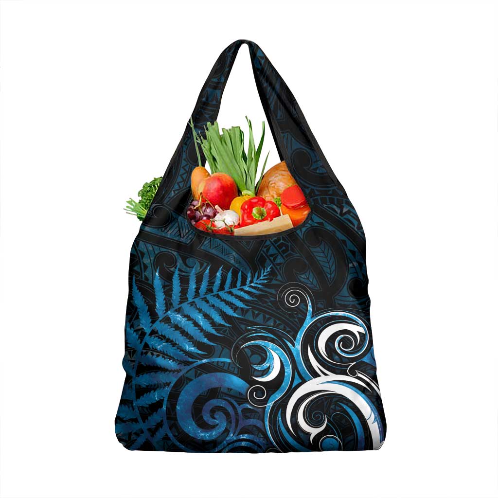 New Zealand Sea Week Grocery Bag Maori Wave Pattern Ocean Blue LT05 1-pack One Size Blue - Polynesian Pride