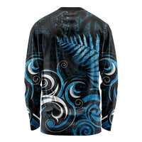 New Zealand Sea Week Long Sleeve Shirt Maori Wave Pattern Ocean Blue