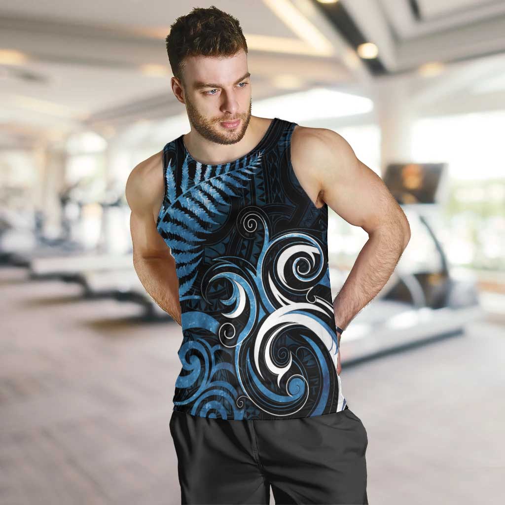 New Zealand Sea Week Men Tank Top Maori Wave Pattern Ocean Blue LT05 Blue - Polynesian Pride