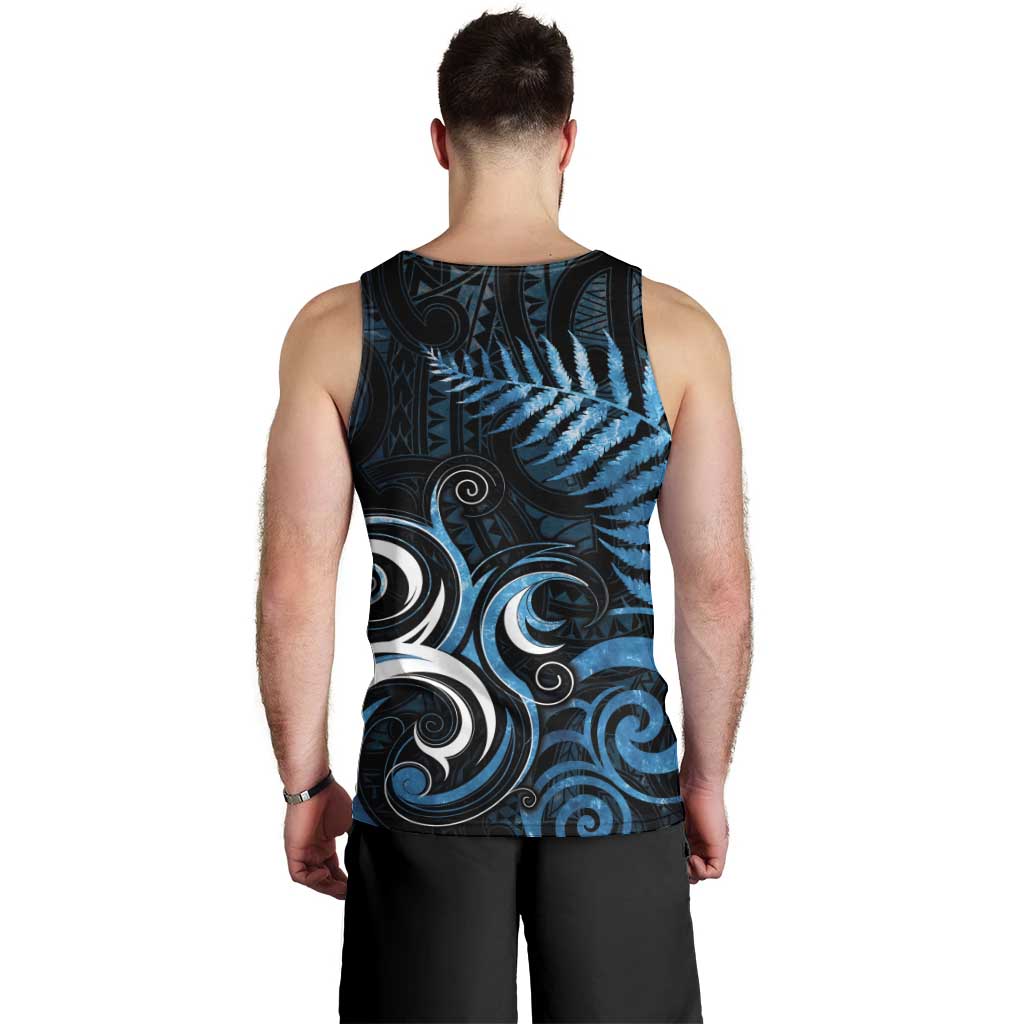 New Zealand Sea Week Men Tank Top Maori Wave Pattern Ocean Blue LT05 - Polynesian Pride