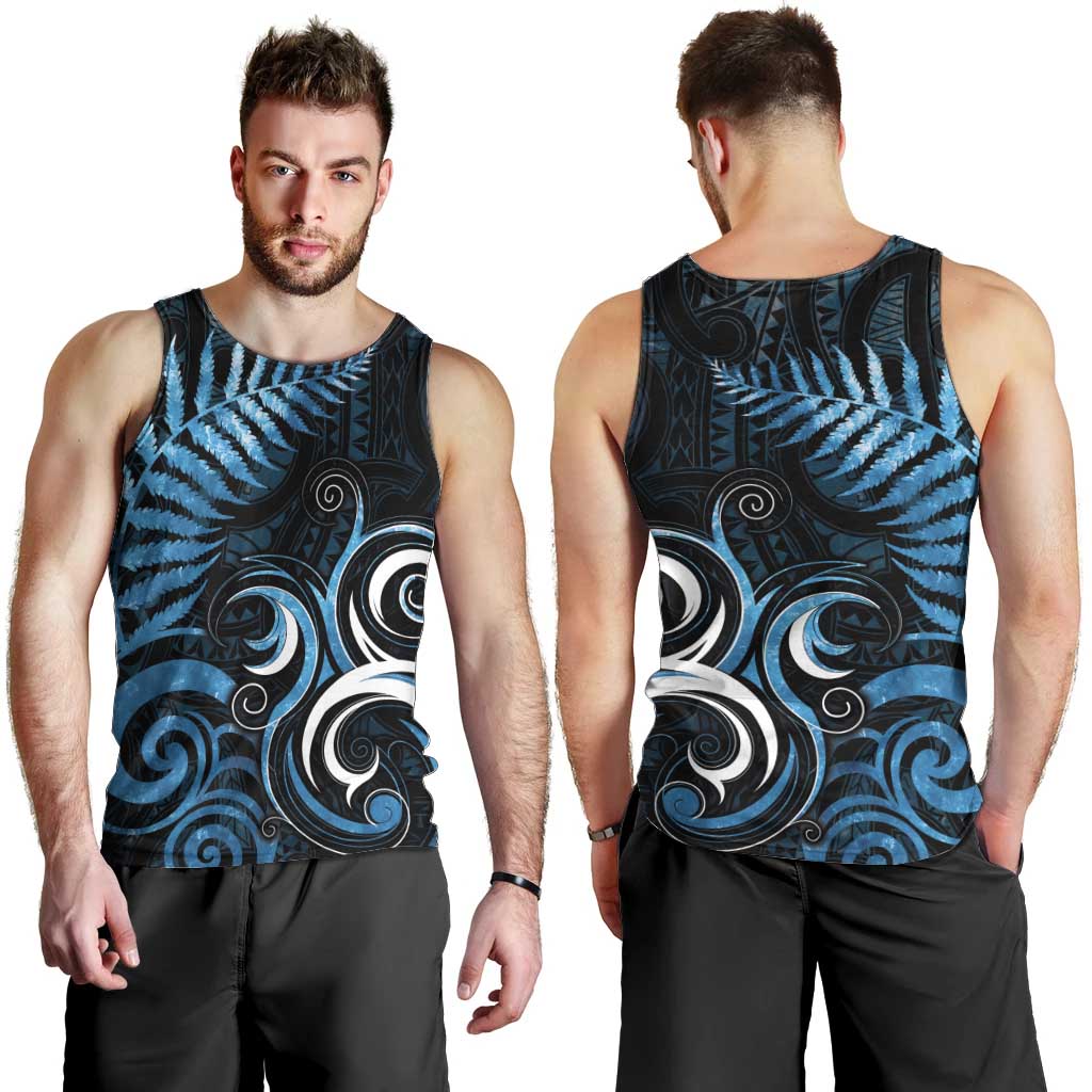 New Zealand Sea Week Men Tank Top Maori Wave Pattern Ocean Blue LT05 - Polynesian Pride