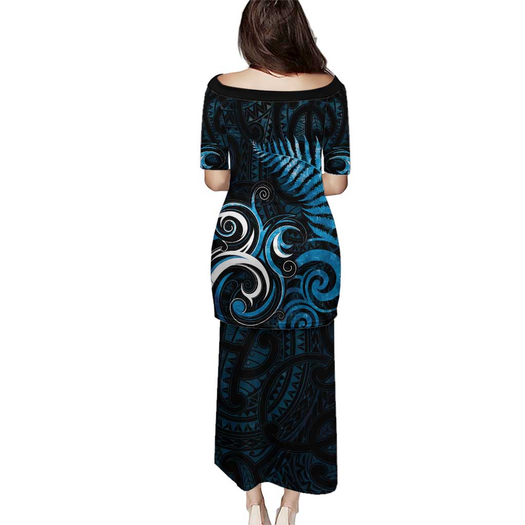 New Zealand Sea Week Puletasi Maori Wave Pattern Ocean Blue LT05 - Polynesian Pride