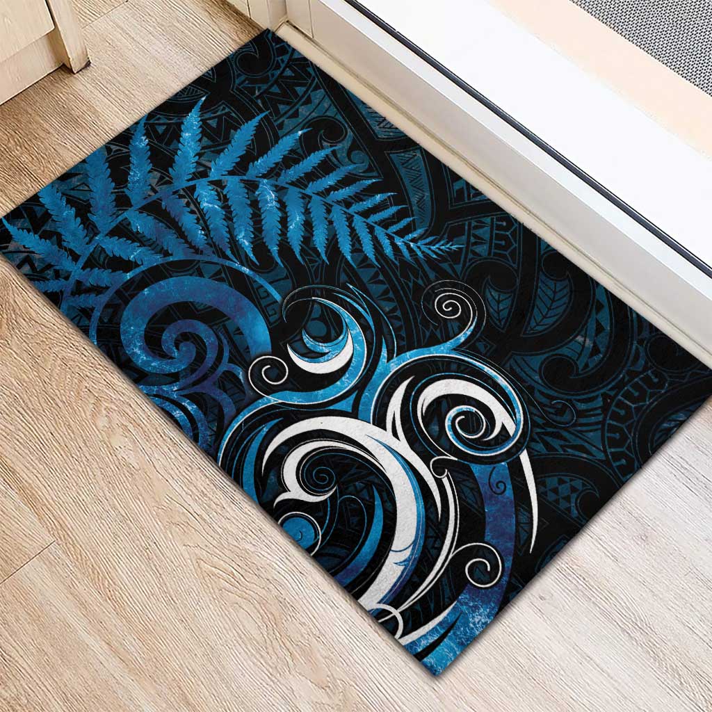 New Zealand Sea Week Rubber Doormat Maori Wave Pattern Ocean Blue LT05 - Polynesian Pride