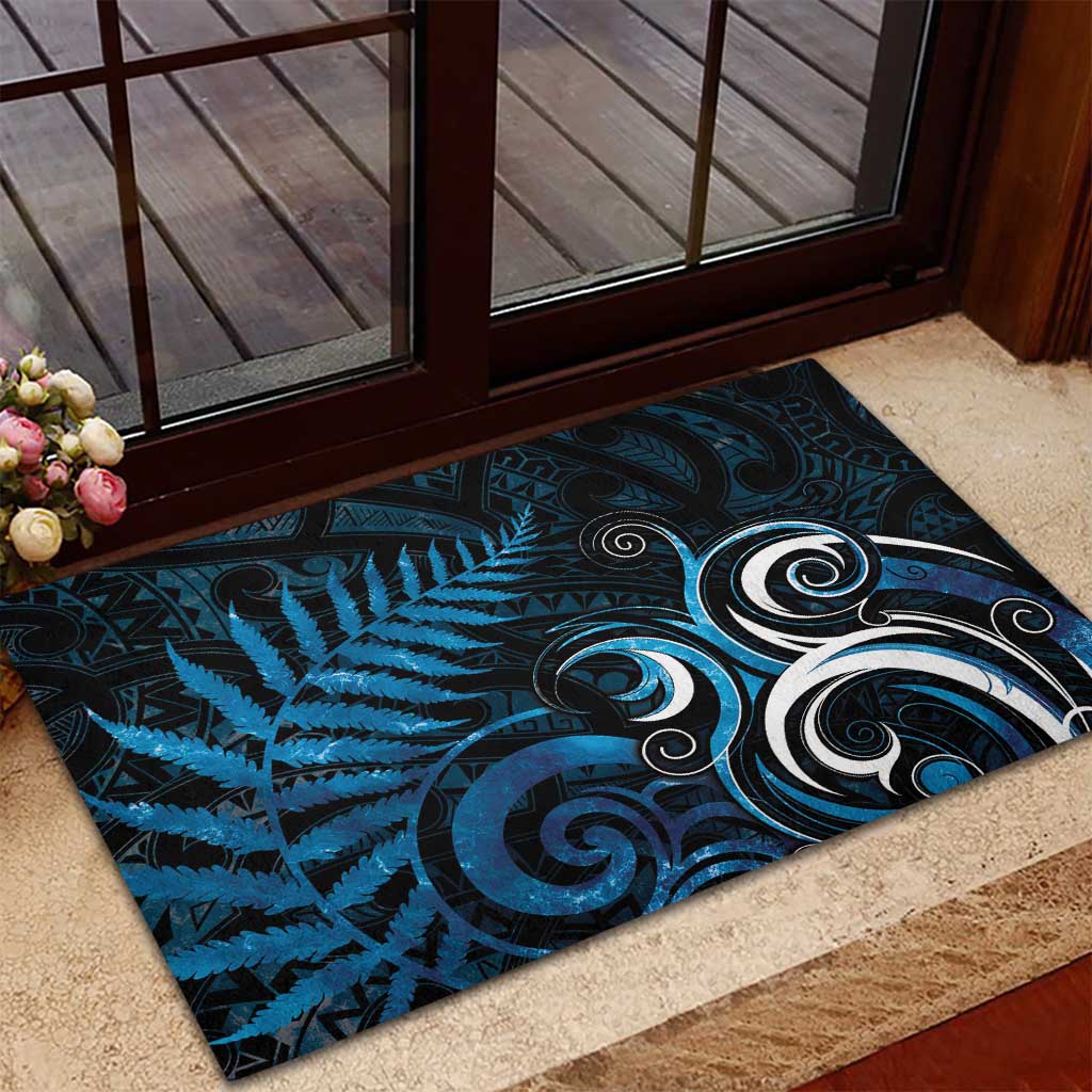 New Zealand Sea Week Rubber Doormat Maori Wave Pattern Ocean Blue LT05 - Polynesian Pride