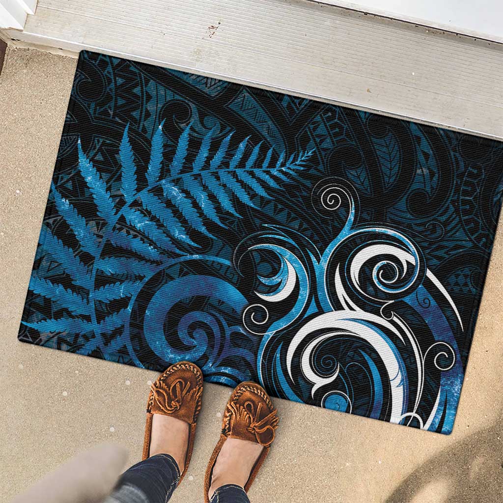 New Zealand Sea Week Rubber Doormat Maori Wave Pattern Ocean Blue LT05 - Polynesian Pride
