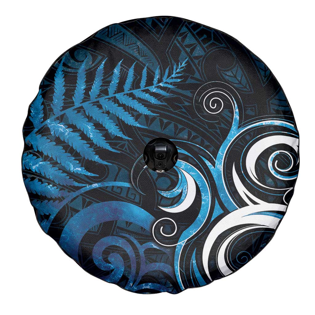 New Zealand Sea Week Spare Tire Cover Maori Wave Pattern Ocean Blue