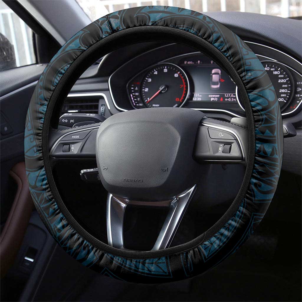 New Zealand Sea Week Steering Wheel Cover Maori Wave Pattern Ocean Blue LT05 - Polynesian Pride