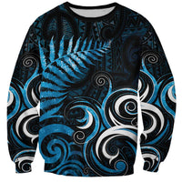 New Zealand Sea Week Sweatshirt Maori Wave Pattern Ocean Blue LT05 Unisex Blue - Polynesian Pride