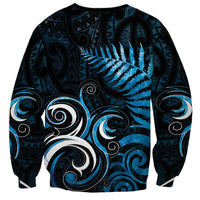New Zealand Sea Week Sweatshirt Maori Wave Pattern Ocean Blue LT05 - Polynesian Pride