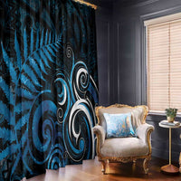 New Zealand Sea Week Window Curtain Maori Wave Pattern Ocean Blue LT05 - Polynesian Pride